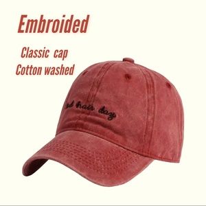 Bad Hair day Classic Embroidered red baseball cap cotton washed adjustable